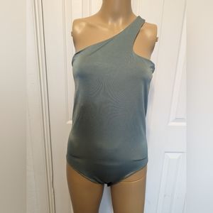 LNA Women's One Shoulder Bodysuit Green Size Large